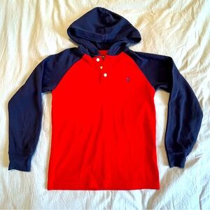 Polo by Ralph Lauren Boys Red and Blue‎ Pullover with Hood Sz 12
